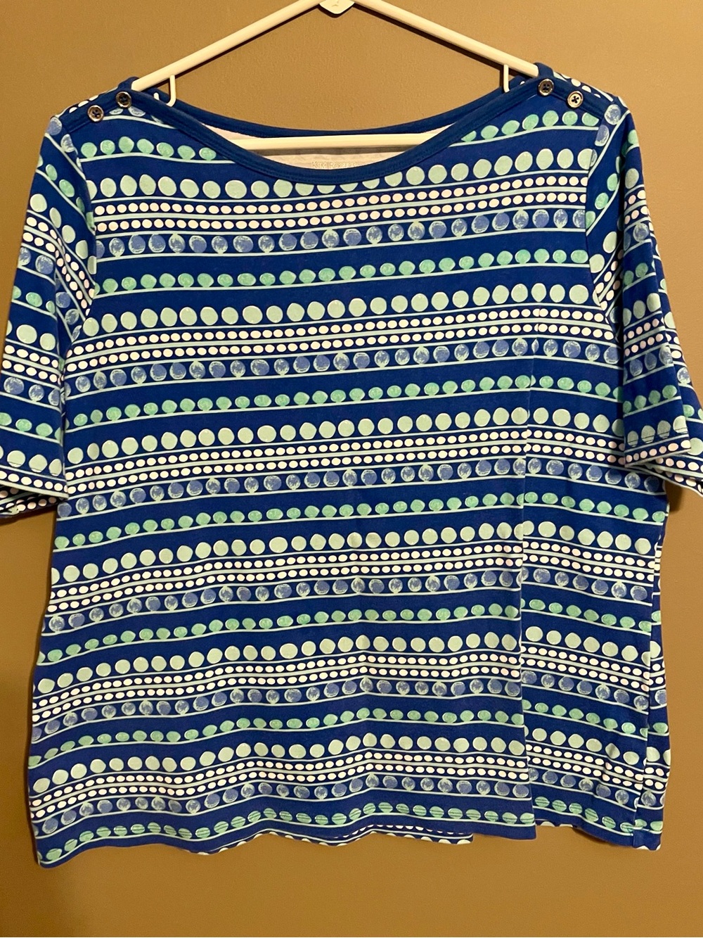 Kim Rogers Women’s Blue Patterned Short Sleeve Top